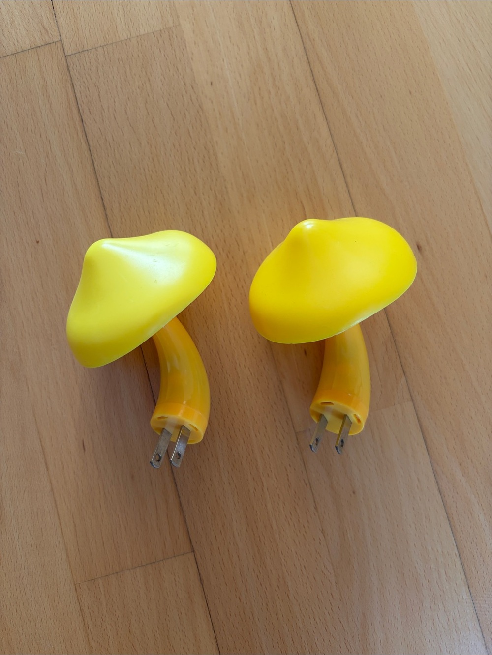 2 Yellow Mushroom Night Lights - Playful Plug-In Design